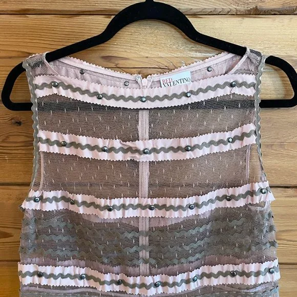 RED Valentino Point d'esprit tulle Pink Sheer Maxi Dress - Picture 6 of 11